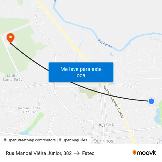 Rua Manoel Viêira Júnior, 882 to Fatec map