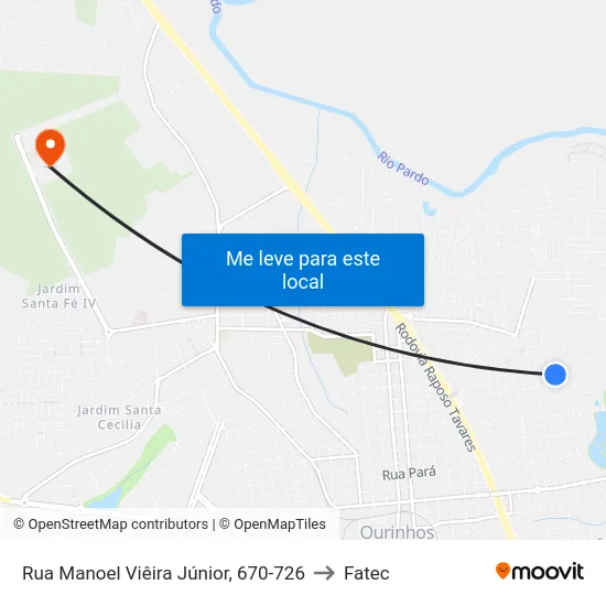 Rua Manoel Viêira Júnior, 670-726 to Fatec map