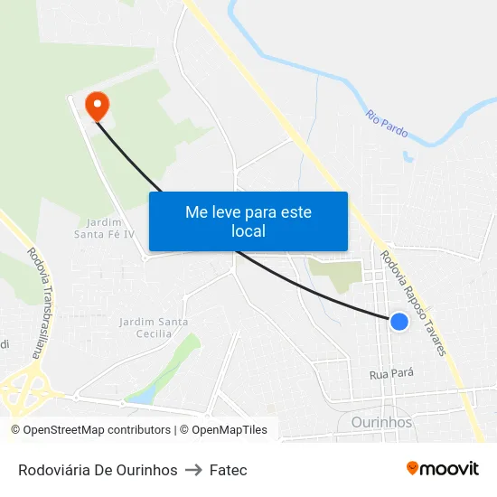 Rodoviária De Ourinhos to Fatec map