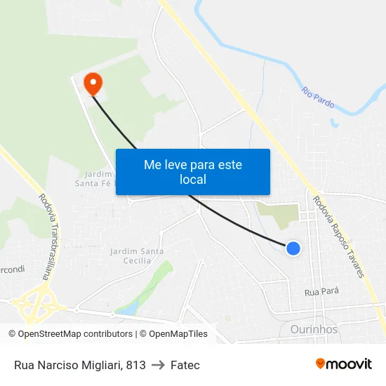 Rua Narciso Migliari, 813 to Fatec map