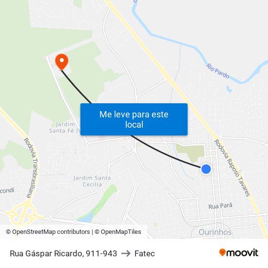 Rua Gáspar Ricardo, 911-943 to Fatec map