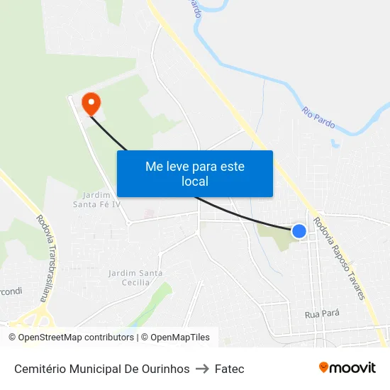 Cemitério Municipal De Ourinhos to Fatec map