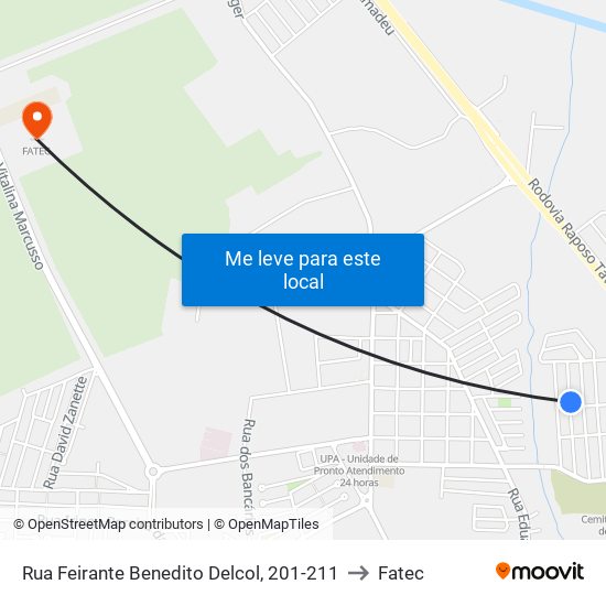Rua Feirante Benedito Delcol, 201-211 to Fatec map