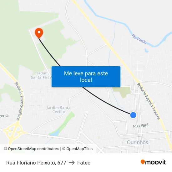 Rua Floriano Peixoto, 677 to Fatec map