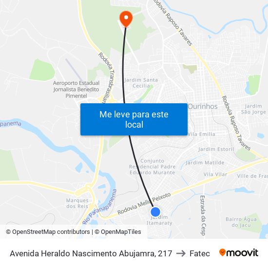 Avenida Heraldo Nascimento Abujamra, 217 to Fatec map
