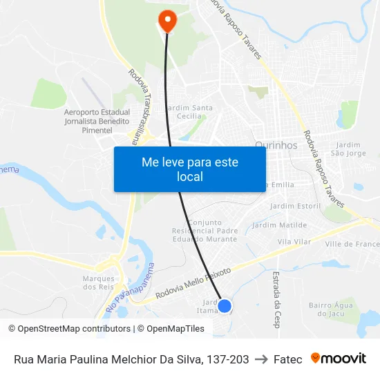 Rua Maria Paulina Melchior Da Silva, 137-203 to Fatec map