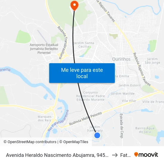 Avenida Heraldo Nascimento Abujamra, 945-1007 to Fatec map