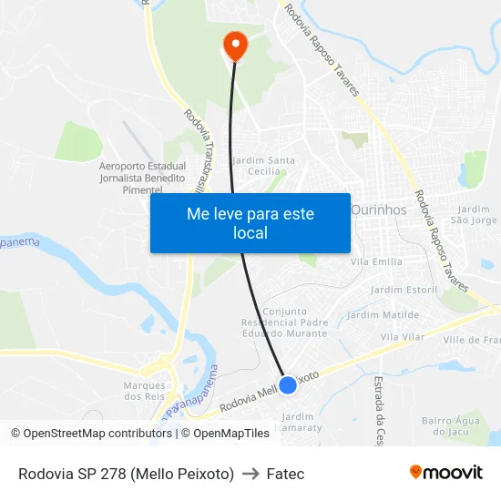 Rodovia SP 278 (Mello Peixoto) to Fatec map