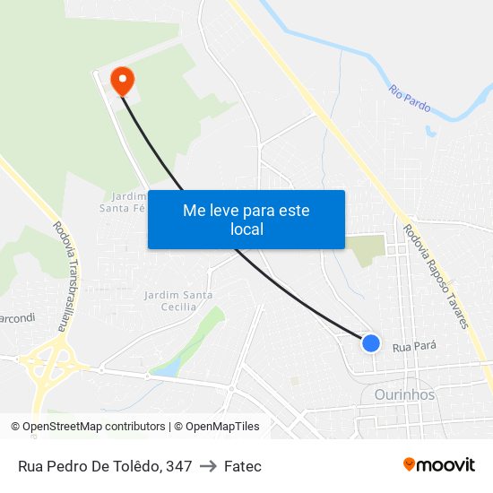 Rua Pedro De Tolêdo, 347 to Fatec map