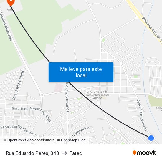 Rua Eduardo Peres, 343 to Fatec map