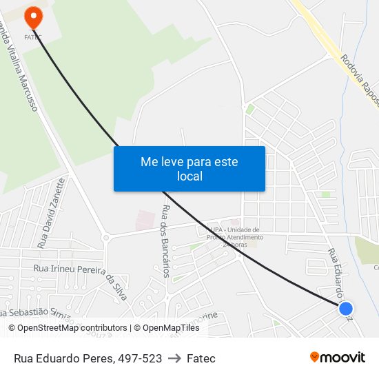 Rua Eduardo Peres, 497-523 to Fatec map