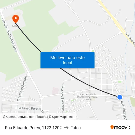 Rua Eduardo Peres, 1122-1202 to Fatec map
