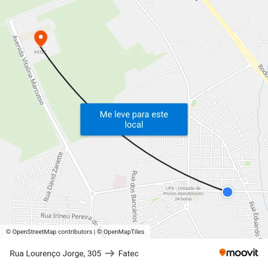 Rua Lourenço Jorge, 305 to Fatec map