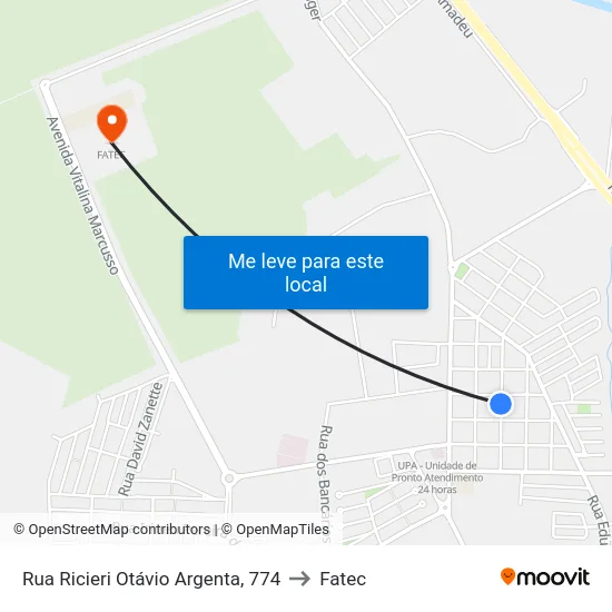 Rua Ricieri Otávio Argenta, 774 to Fatec map
