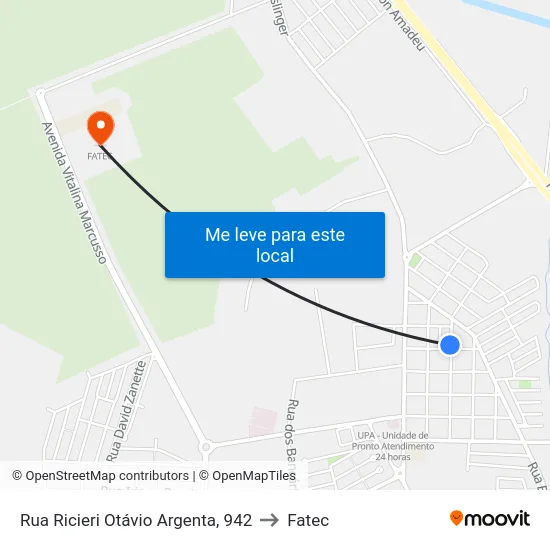 Rua Ricieri Otávio Argenta, 942 to Fatec map
