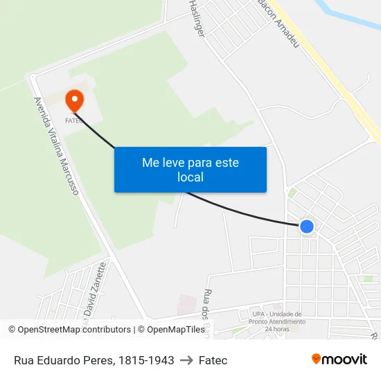 Rua Eduardo Peres, 1815-1943 to Fatec map