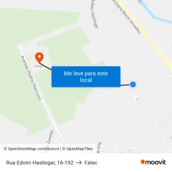 Rua Edvim Haslinger, 16-192 to Fatec map