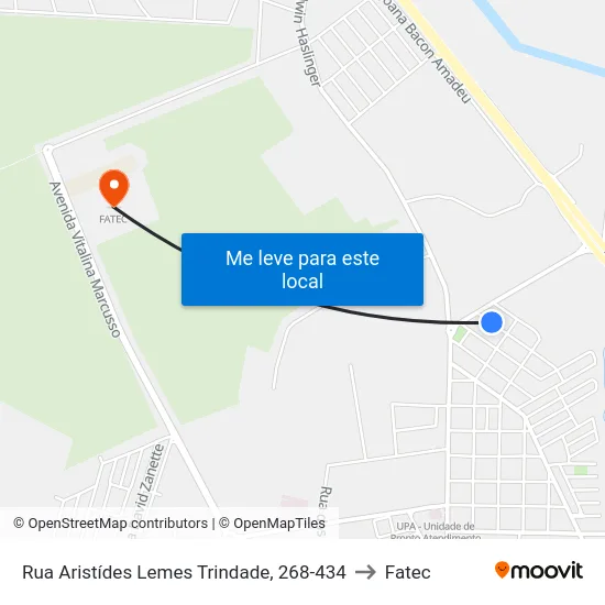Rua Aristídes Lemes Trindade, 268-434 to Fatec map