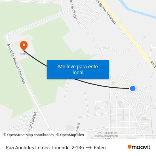 Rua Aristídes Lemes Trindade, 2-136 to Fatec map