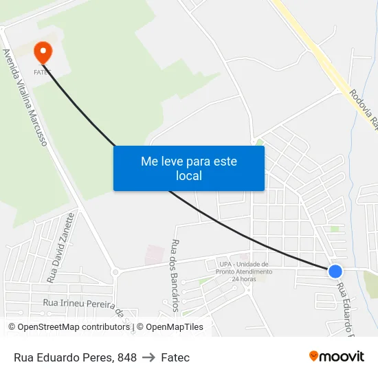 Rua Eduardo Peres, 848 to Fatec map