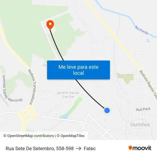Rua Sete De Setembro, 558-598 to Fatec map