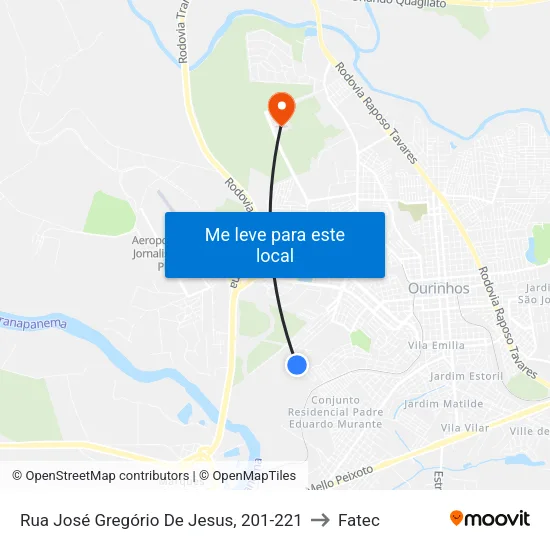 Rua José Gregório De Jesus, 201-221 to Fatec map
