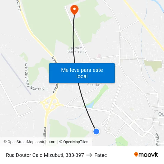 Rua Doutor Caio Mizubuti, 383-397 to Fatec map