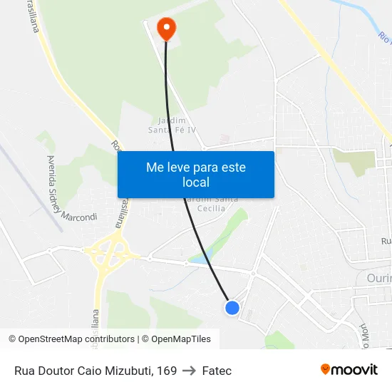 Rua Doutor Caio Mizubuti, 169 to Fatec map