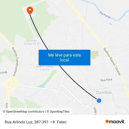 Rua Arlíndo Luz, 387-391 to Fatec map