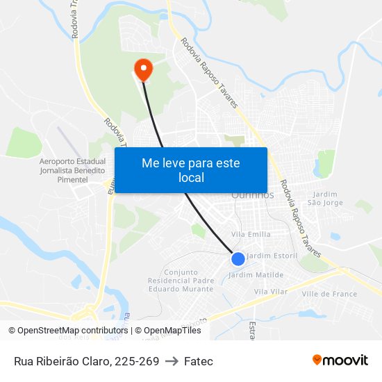 Rua Ribeirão Claro, 225-269 to Fatec map