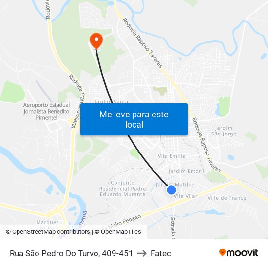 Rua São Pedro Do Turvo, 409-451 to Fatec map