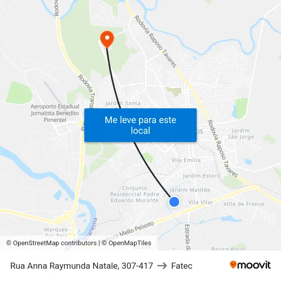 Rua Anna Raymunda Natale, 307-417 to Fatec map
