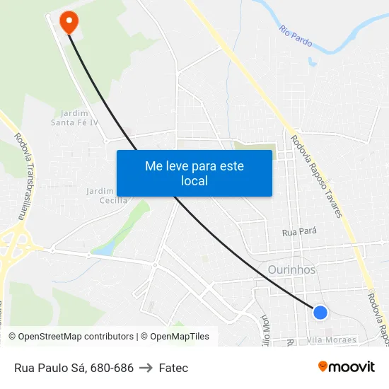Rua Paulo Sá, 680-686 to Fatec map