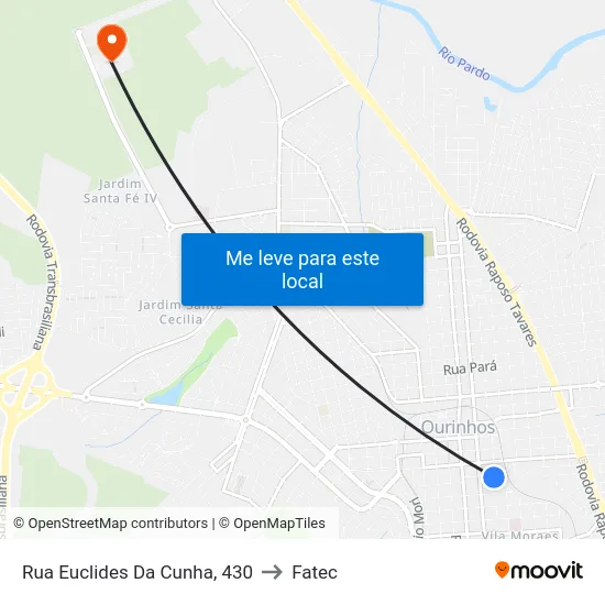 Rua Euclides Da Cunha, 430 to Fatec map