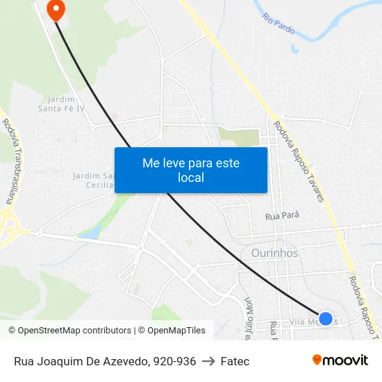 Rua Joaquim De Azevedo, 920-936 to Fatec map