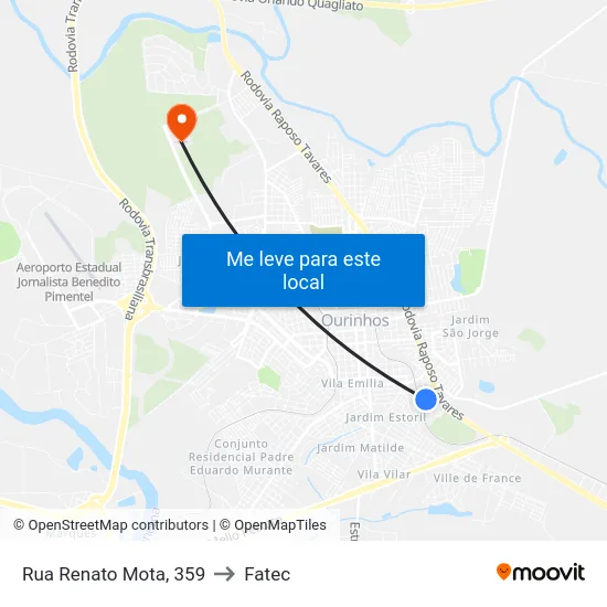 Rua Renato Mota, 359 to Fatec map