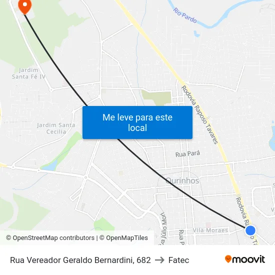 Rua Vereador Geraldo Bernardini, 682 to Fatec map