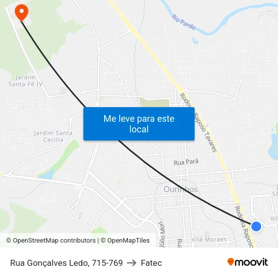 Rua Gonçalves Ledo, 715-769 to Fatec map