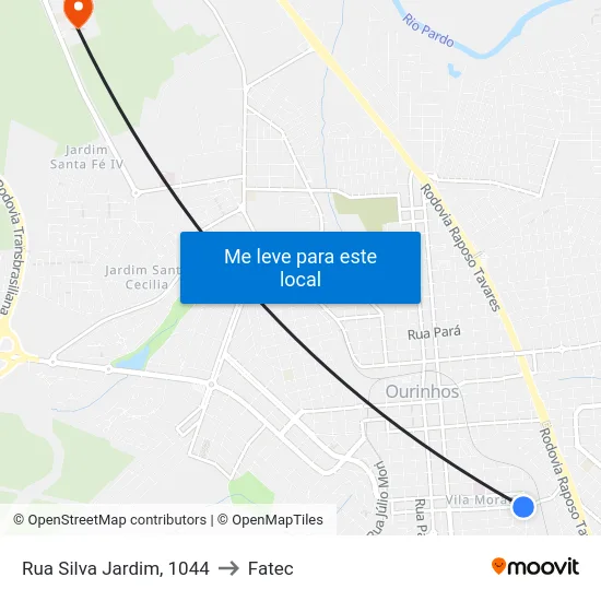 Rua Silva Jardim, 1044 to Fatec map
