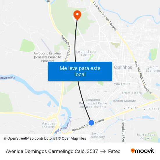 Avenida Domingos Carmelingo Caló, 3587 to Fatec map