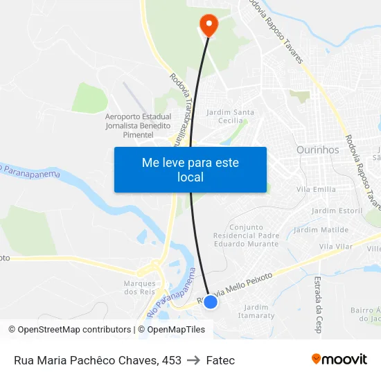 Rua Maria Pachêco Chaves, 453 to Fatec map
