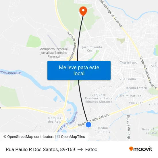 Rua Paulo R Dos Santos, 89-169 to Fatec map