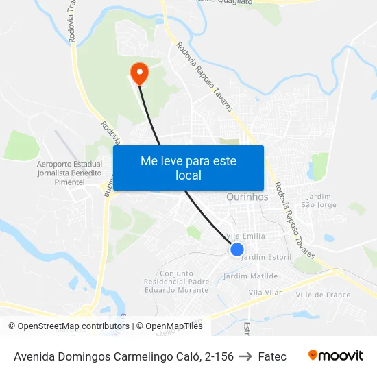 Avenida Domingos Carmelingo Caló, 2-156 to Fatec map