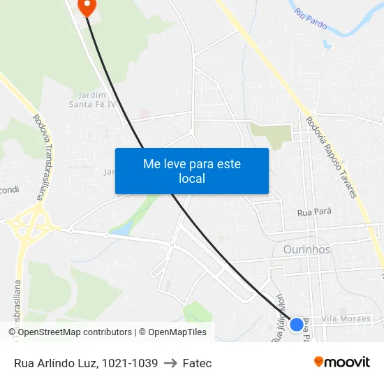 Rua Arlíndo Luz, 1021-1039 to Fatec map