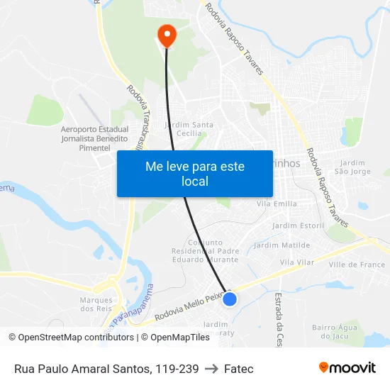 Rua Paulo Amaral Santos, 119-239 to Fatec map