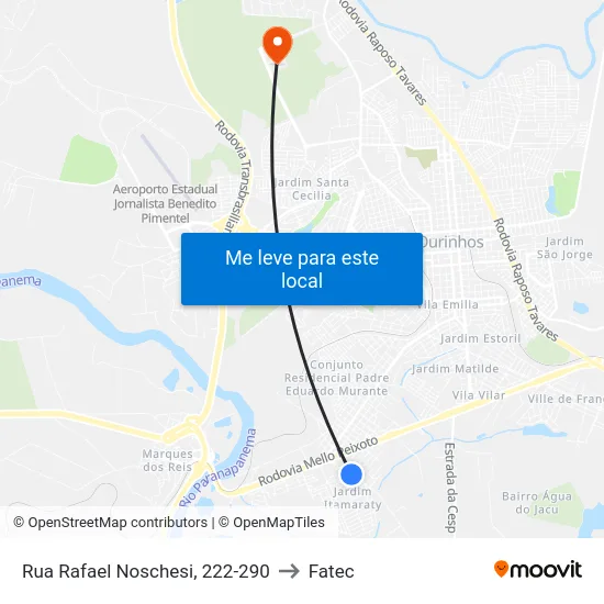 Rua Rafael Noschesi, 222-290 to Fatec map