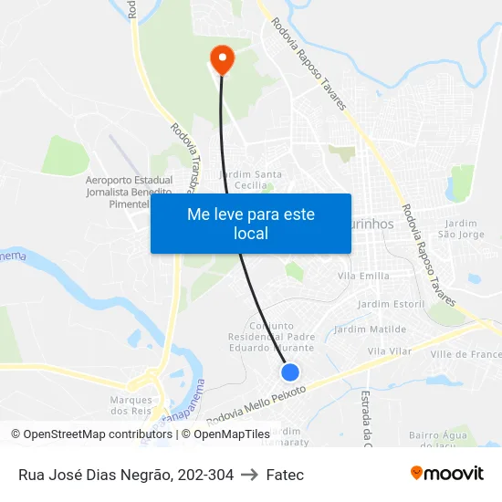 Rua José Dias Negrão, 202-304 to Fatec map