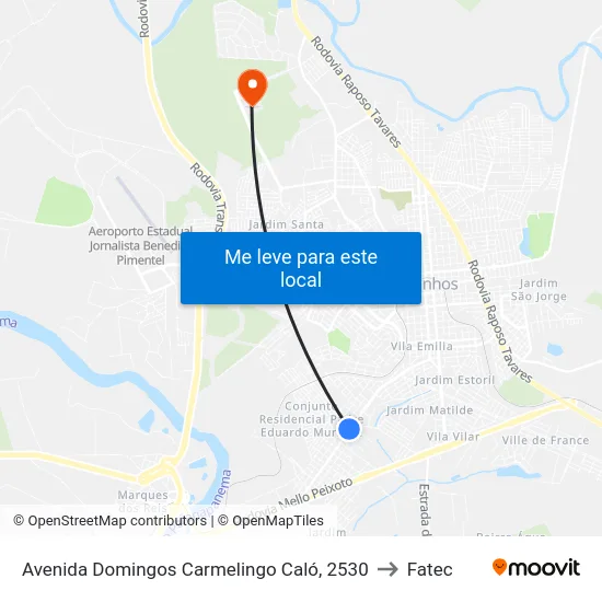 Avenida Domingos Carmelingo Caló, 2530 to Fatec map