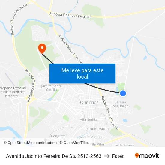 Avenida Jacinto Ferreira De Sá, 2513-2563 to Fatec map