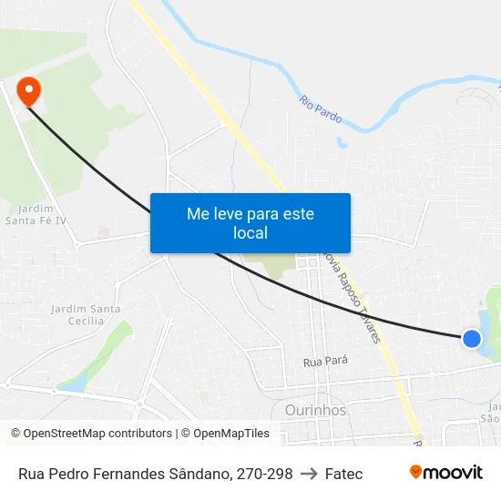 Rua Pedro Fernandes Sândano, 270-298 to Fatec map